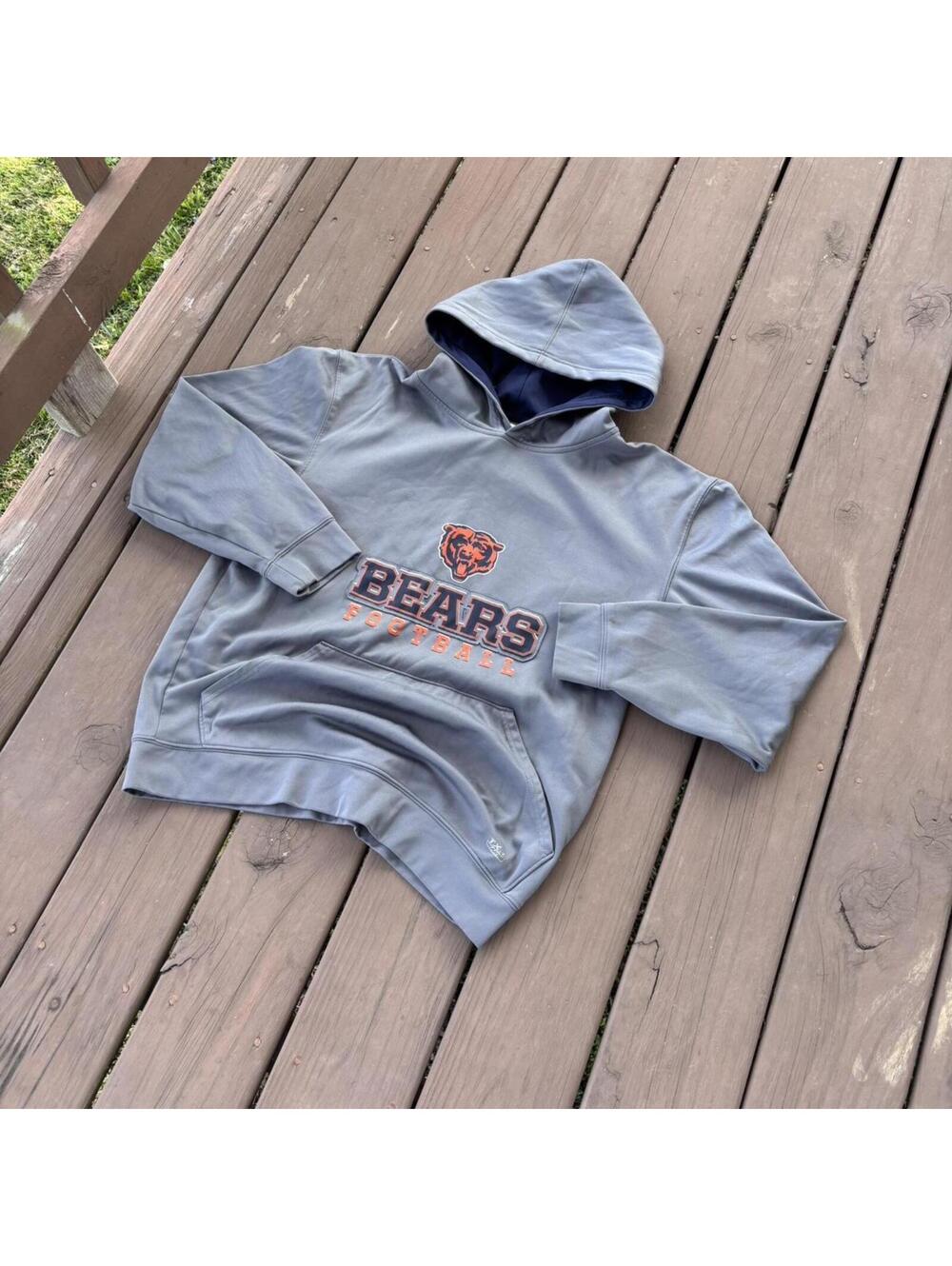 Chicago Bears Hoodie NFL Team Apparel Gray Football Logo Men’s Medium 20x25